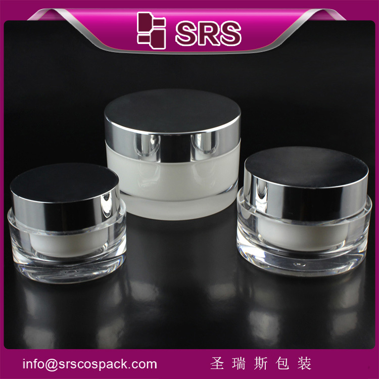 J023 SRS cosmetic empty 50ml 100ml acrylic jars for face cream